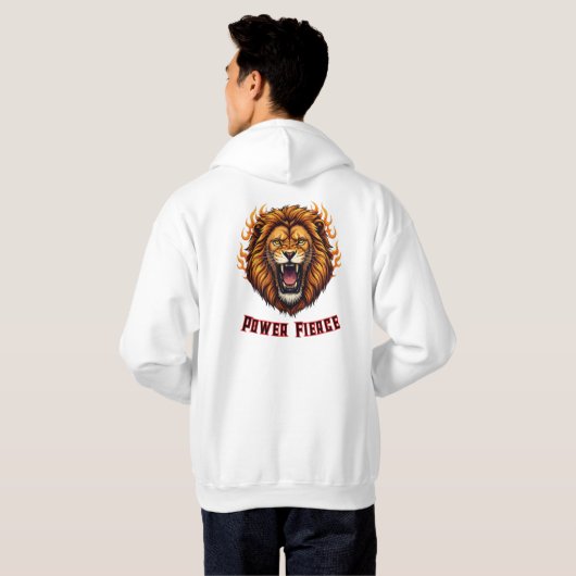 Roaring Fire Lion Head Mascot Hoodie (Achterkant volledig)