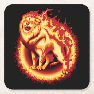 Roaring Fire Lion Kartonnen Onderzetters