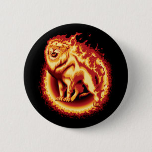 Roaring Fire Lion Ronde Button 5,7 Cm