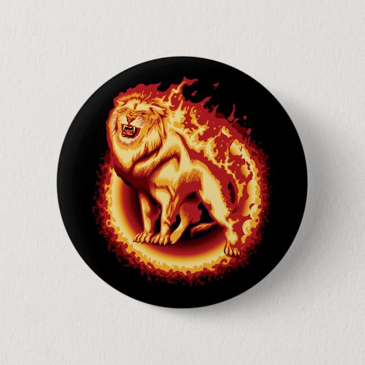 Roaring Fire Lion Ronde Button 5,7 Cm (Voorkant)