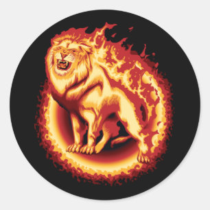 Roaring Fire Lion Ronde Sticker