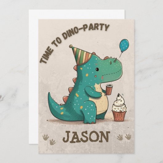 Roaring Fun bij mijn Dino Party Kaart (Voorkant / Achterkant)