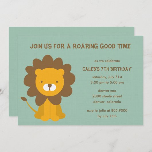 Roaring Fun Birthday Party Invitation Kaart (Voorkant / Achterkant)
