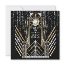 Roaring Gatsby Art Deco Bling Feest Uitnodigingen