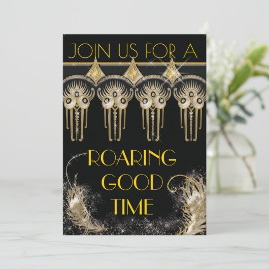 Roaring Gatsby Bling Party Uitnodigingen (Staand voorkant)