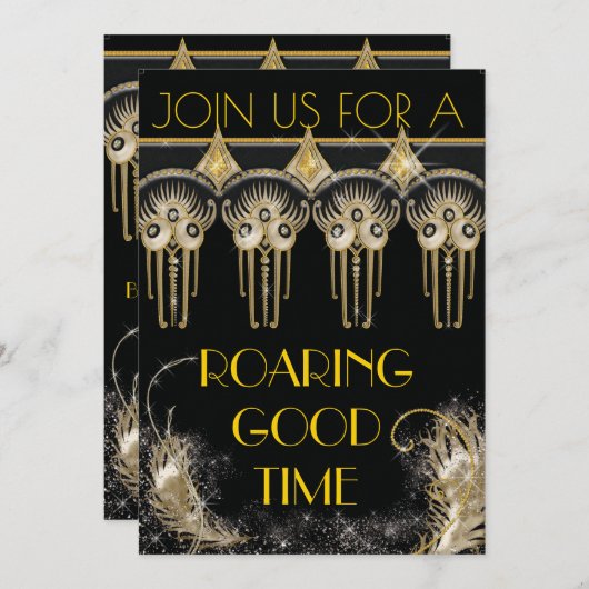 Roaring Gatsby Bling Party Uitnodigingen (Voorkant / Achterkant)