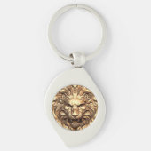 Roaring Gold Lion Head Metaal Sleutelhanger (Voorkant)