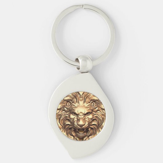 Roaring Gold Lion Head Metaal Sleutelhanger (Voorkant)