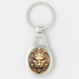Roaring Gold Lion Head Metaal Sleutelhanger