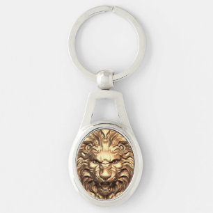 Roaring Gold Lion Head Metaal Sleutelhanger