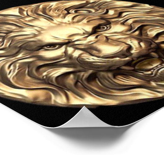 Roaring Gold Lion Head Poster (Hoek)
