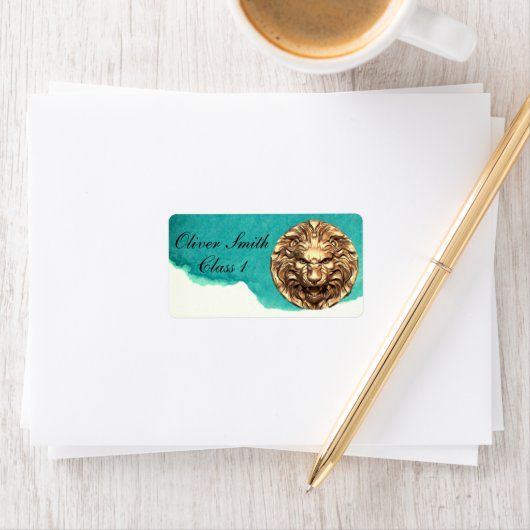 Roaring Gold Lion Hoofd van de speciale school Eti Etiket (Insitu)