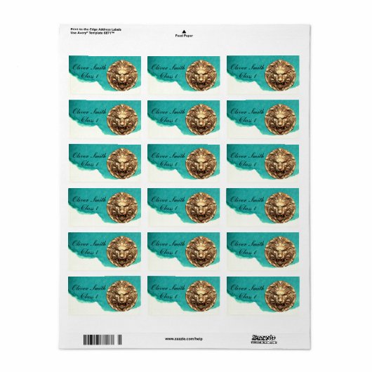 Roaring Gold Lion Hoofd van de speciale school Eti Etiket (Full Sheet)