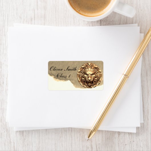 Roaring Gold Lion Hoofd van de speciale school Eti Etiket (Insitu)