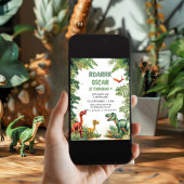 Roaring Good Time Dino Party Uitnodigen Kaart