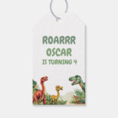 Roaring Good Time Dinosaur Party Cadeaulabel (Voorkant)