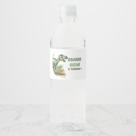 Roaring Good Time Dinosaur Party Waterfles Etiket (Voorkant)