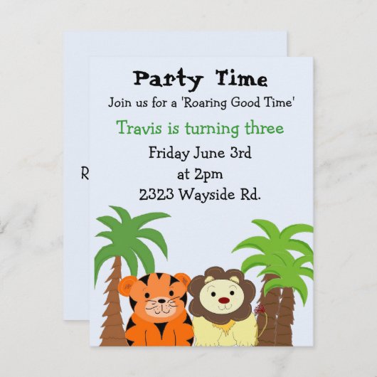 Roaring Good Time Party Uitnodiging (Voorkant / Achterkant)