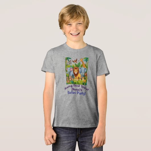 Roaring Good Time Safari Party Design Tri-Blend Shirt (Voorkant volledig)