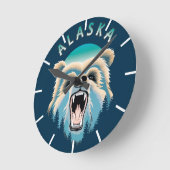 Roaring Grizzly Beer Face - Alaska Wildlife Ronde Klok (Hoek)