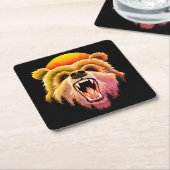 Roaring Grizzly Beer Face Kartonnen Onderzetters (Schuin)