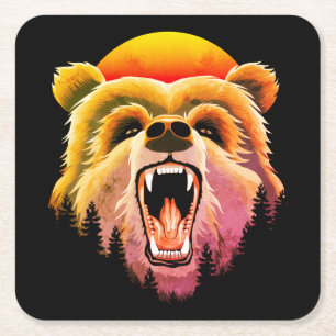 Roaring Grizzly Beer Face Kartonnen Onderzetters