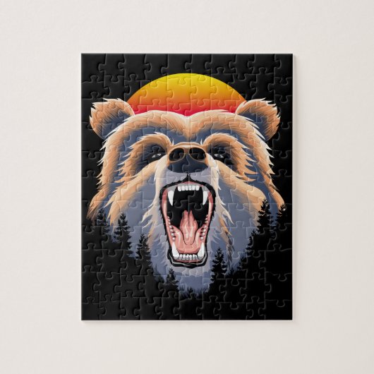 Roaring Grizzly Beer Face Legpuzzel (Verticaal)