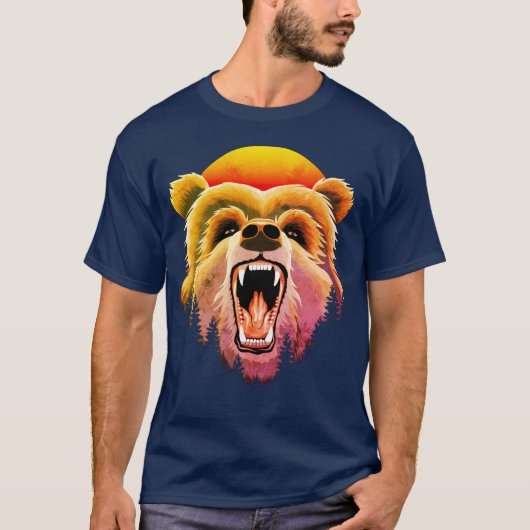 Roaring Grizzly Beer Face T-shirt (Voorkant)