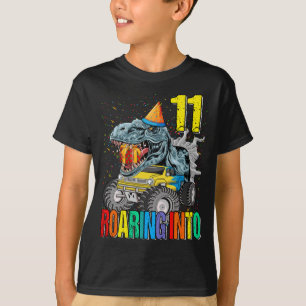 Roaring in 11e geboortedag monster Truck Dinosaur T-shirt