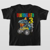 Roaring in 3rd Birthday Monster Truck Dinosaur T-shirt (Laagn)