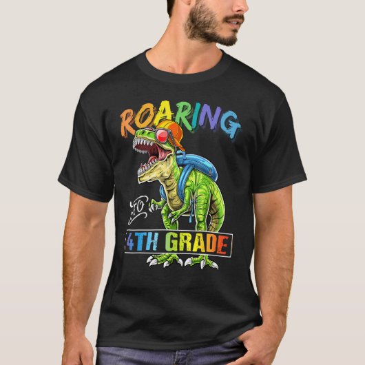 Roaring in de 4e graddinosaurusrugzak Terug naar S T-shirt (Voorkant)