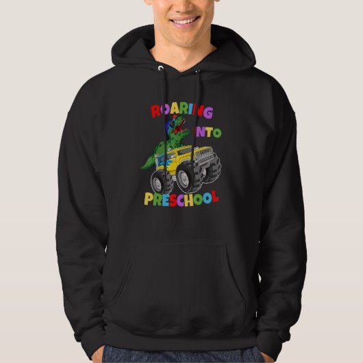 Roaring in het voorschoolse Monster Truck Dinosaur Hoodie (Voorkant)