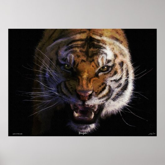Roaring in het wild Poster van Bengal Tiger Fine A (Voorkant)
