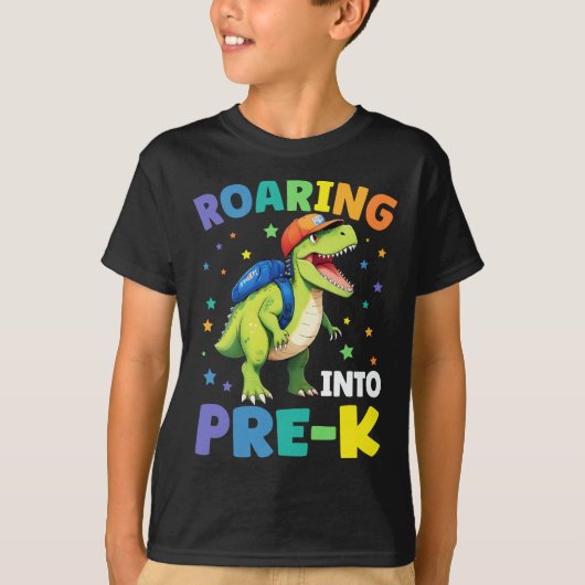 Roaring in pre-K dinosaurus T Rex terug naar schoo T-shirt (Voorkant)