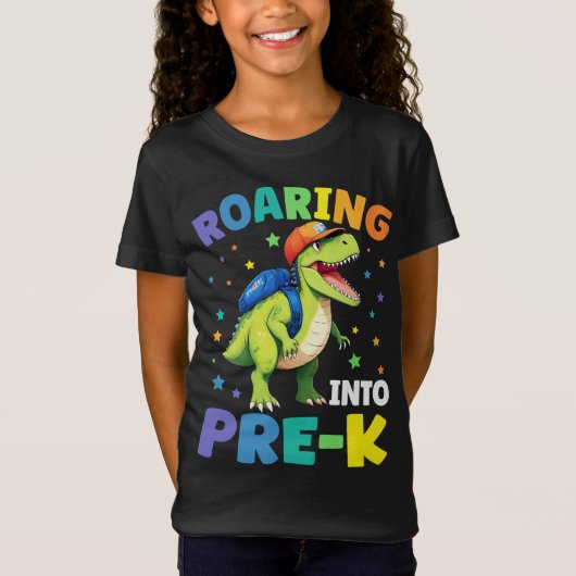 Roaring in pre-K dinosaurus T Rex terug naar schoo T-shirt (Voorkant)