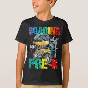Roaring in Pre-K Monster Truck Dinosaurus Boys T-shirt
