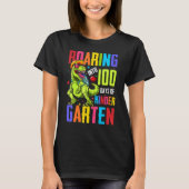 Roaring Into 100 Days Kindergarten Funny T Rex Din T-shirt (Voorkant)