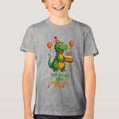 Roaring into 5 - Dino Verjaardag Ontwerp Tri-Blend Shirt (Voorkant)