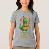 Roaring into 5 - Dino Verjaardag Ontwerp Tri-Blend Shirt (Voorkant)