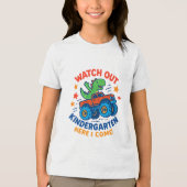 Roaring into Kindergarten - Dino Monster Truck Tri-Blend Shirt (Voorkant)