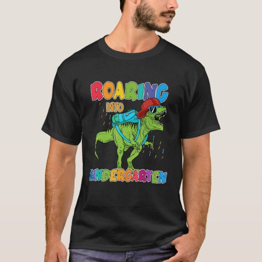 Roaring Into Kindergarten Dinosaur Back To School T-shirt (Voorkant)