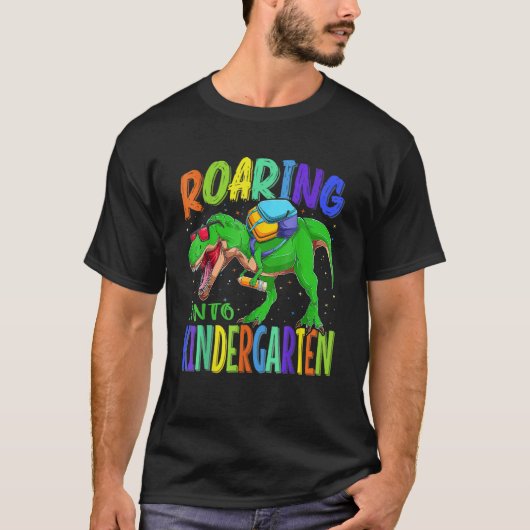 Roaring Into Kindergarten Dinosaur Rex Back To Sch T-shirt (Voorkant)