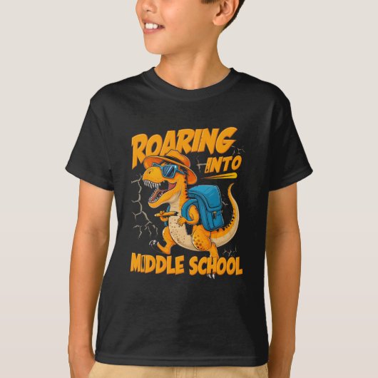Roaring Into Middle School – Back-to-School T-shirt (Voorkant)