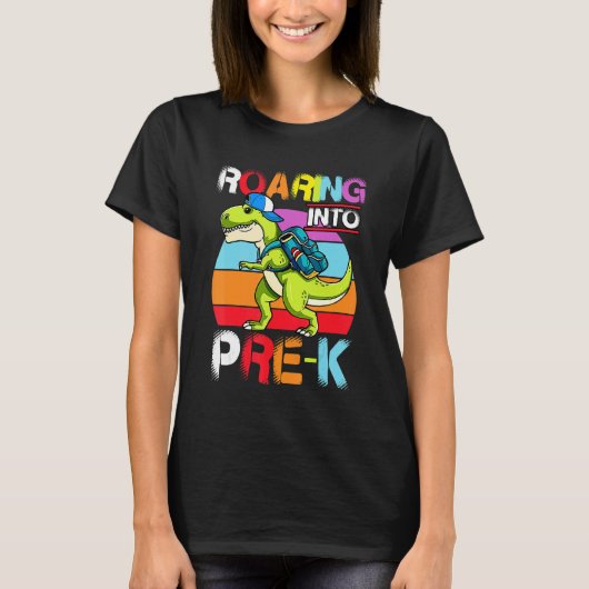 Roaring Into Pre K Dinosaur Rex Back to School Boy T-shirt (Voorkant)