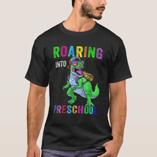 Roaring Into Preschool Dinosaur 1st Day Back To Sc T-shirt (Voorkant)