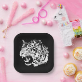 Roaring Jaguar Pop Art Papieren Bordje (Feest)