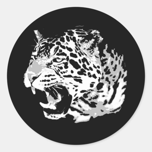 Roaring Jaguar Ronde Sticker (Voorkant)