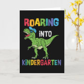 Roaring Kindergarten Back School T rex Dinosaur Kaart (Gele Bloem)