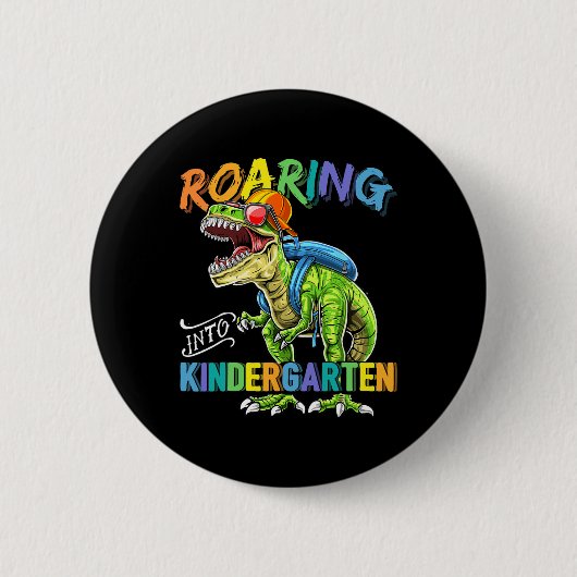 Roaring Kindergarten Dinosaur T Rex CK naar School Ronde Button 5,7 Cm (Voorkant)