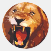 Roaring-leeuw Ronde Sticker (Voorkant)